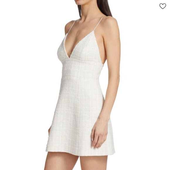 Alice + Olivia Carli Tweed Mini Empire Dress in White NWT - Picture 2 of 8